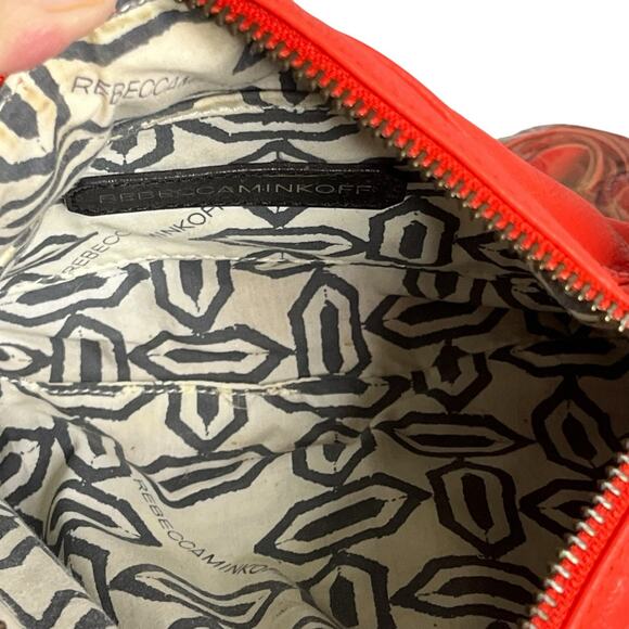 Rebecca Minkoff Leather Mini Mac Clutch Crossbody Bag Convertible Tomato Red - Picture 9 of 11